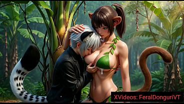 Donguri Breastfeeding From a Wild Anime Monkey Milf in Japanese Jungle - Hentai A.I.