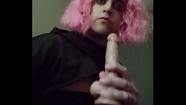 sissy femboy slut exposed playing with dildo