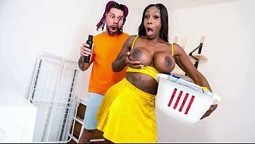 He Couldn't Resist Her Big Titties and Tight Pussy in the Laundry Room