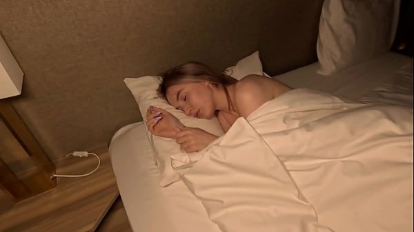Cute sex after sleep ended with a breast cumshot