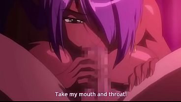 Dark skinned hentai girl gets mouthful of cum