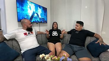 The podcast gets out of control with a beautiful milf with big tits and a huge ass_ we end up having a very hot threesome.