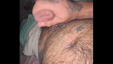 Cum on the chest hair Big Cumshot