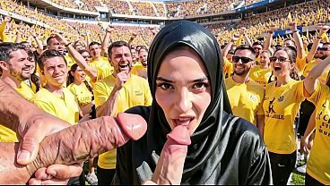 German football fan gangbanged by the opposite team - AI Interactive Video