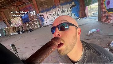 Public blowjob in abandoned warehouse