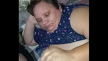Step mommy gives step son blowjob & handjob and cum on her boobs