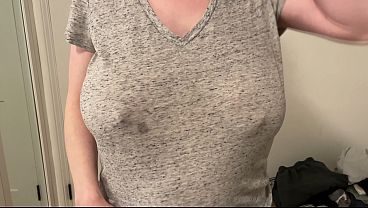 My big tits fall out of my shirt
