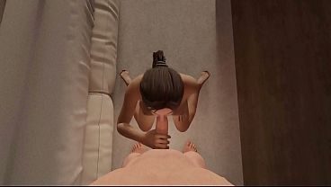 3D animation pov recieving some blowjob on an room