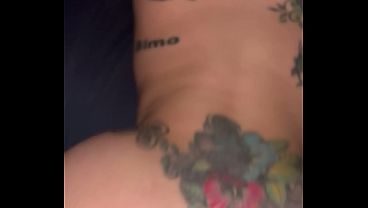 Big cock goes in and out of pussy from the back of her fat ass