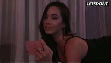 Two Girls Share His Cock in a Double Blowjob... One Deepthroats While the Other Strokes It