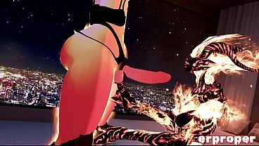 VR Chat Flame Atronach Kiss Turn Into Hot Blowjob And Doggy Style Fuck