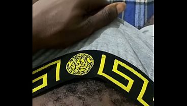 Thug teen jerks off his black cock and cums