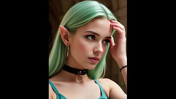 Beautiful Elf Girl with Green Hair Naked Fashion [AI]