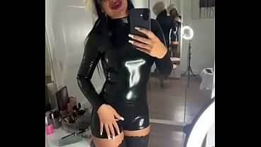 curvy babe in shiny outfit