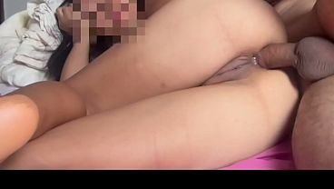 His little ass looked beautiful, dripping with cum after being fucked sideways.