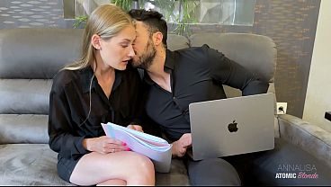 I Spy My Boyfriend Fucking His Slutty Colleague and I Join and Lick His Cum from Her Pussy