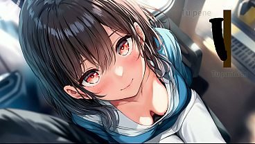 JOI HENTAI - Traviesa te masturba en el tren japonés. Voz española.
