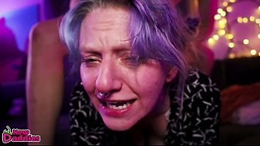 Blue Hair Cum Dumpster gets REAL Screaming Orgasm and Face Fuck, HUGE FACIAL ~ Angle 2 ~ NewDaddies ~ Ion Candy
