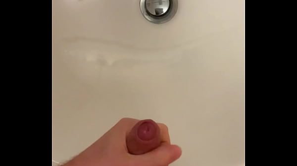 POV Young twink jerks off into the sink