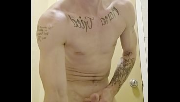 Solo in motel room bathroom