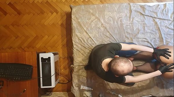 Man opens a girl's anal hole