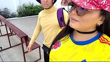 Colombian World Cup player meets Latino man in a chapel and they bet sex on the winning team