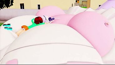 リコちゃんに膨らませられるカンナちゃん