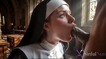 A busty redheaded nun tries a cock for the first time right in the church[AI]
