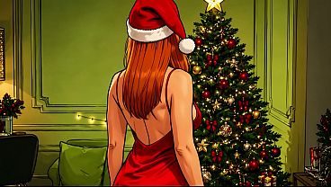 Beautiful redhead stepmom Anna gives you a footjob as a Christmas gift