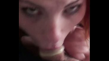Big natural tits bouncing while Karla Rose devours my wrapped cock POV