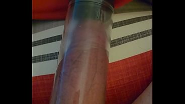 Pumping my cock and balls