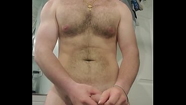Hot post shower pleasure stroking my hard cock