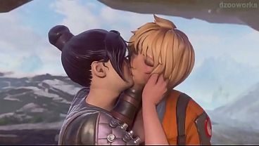 Two friends share big cock 3d