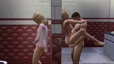 Cute Nerd Gets Trapped Inside The Bathroom And Watches Her Bestfriend Get Fucked - sims 4 - 3D animation