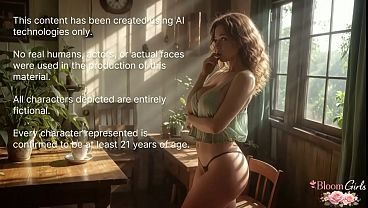 A young curvy girl teases a stepbrother with her huge tits and takes his cock deep into her mouth [AI]