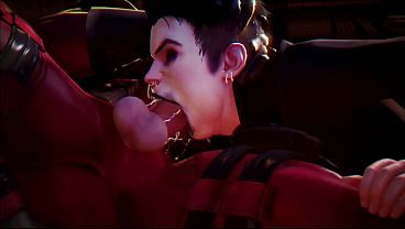 Negasonic giving head to Deadpool