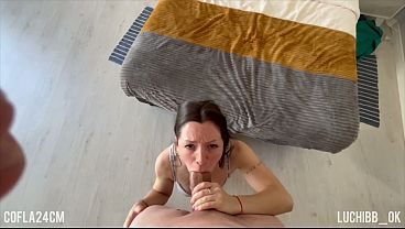 trying to put my giant 2 meter neighbor's huge white cock in my mouth
