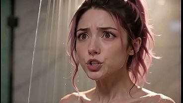 AI Generated Elf Viking goddess Seduction: Pink Hair Pole Dance & Shower Kiss