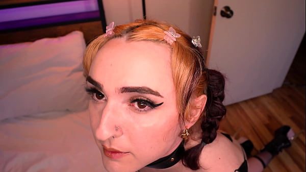 Trans Chastity Slut Dusti Bunni Gets Leashed & Used By Stud