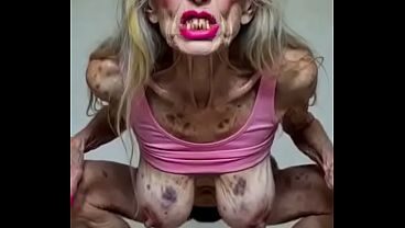 Ugly old smoking granny still wants to get fucked! [AI]