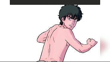 Adult Nakamura naked in a sensual pose showing his butt to Hirose (Inspired by Go For It, Nakamura-kun!!) Yaoi drawing process