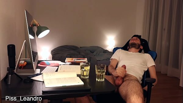 Piss and cum in drinking glass - gay urination