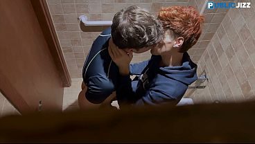Twink Sucks Cock in Dirty Public Bathroom: Sock & Sneaker Fetish Fuck