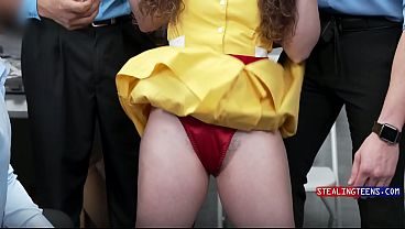 Curly Hair Petite Cashier Learns Her Lesson Through Justice Gangbang