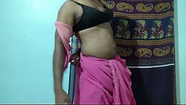 Making sex by removing pink colored saree wored by stepmom