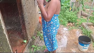 Hottest desi step sis bathing outside