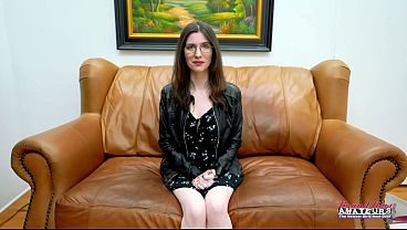 Inked Nerdy Hazel OConnor Petite Brunette With Glasses Teases And Sucks!